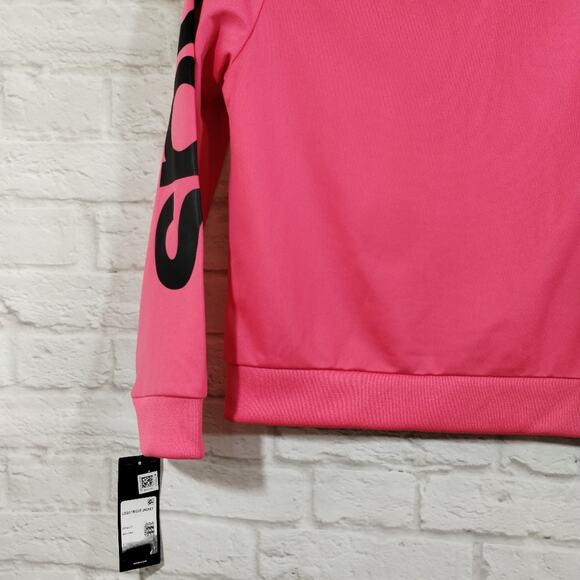 O Adidas Girls Pink Linear Logo Tricot Full Zip Athletic Track Jacket NWT L 14 - Picture 7 of 8